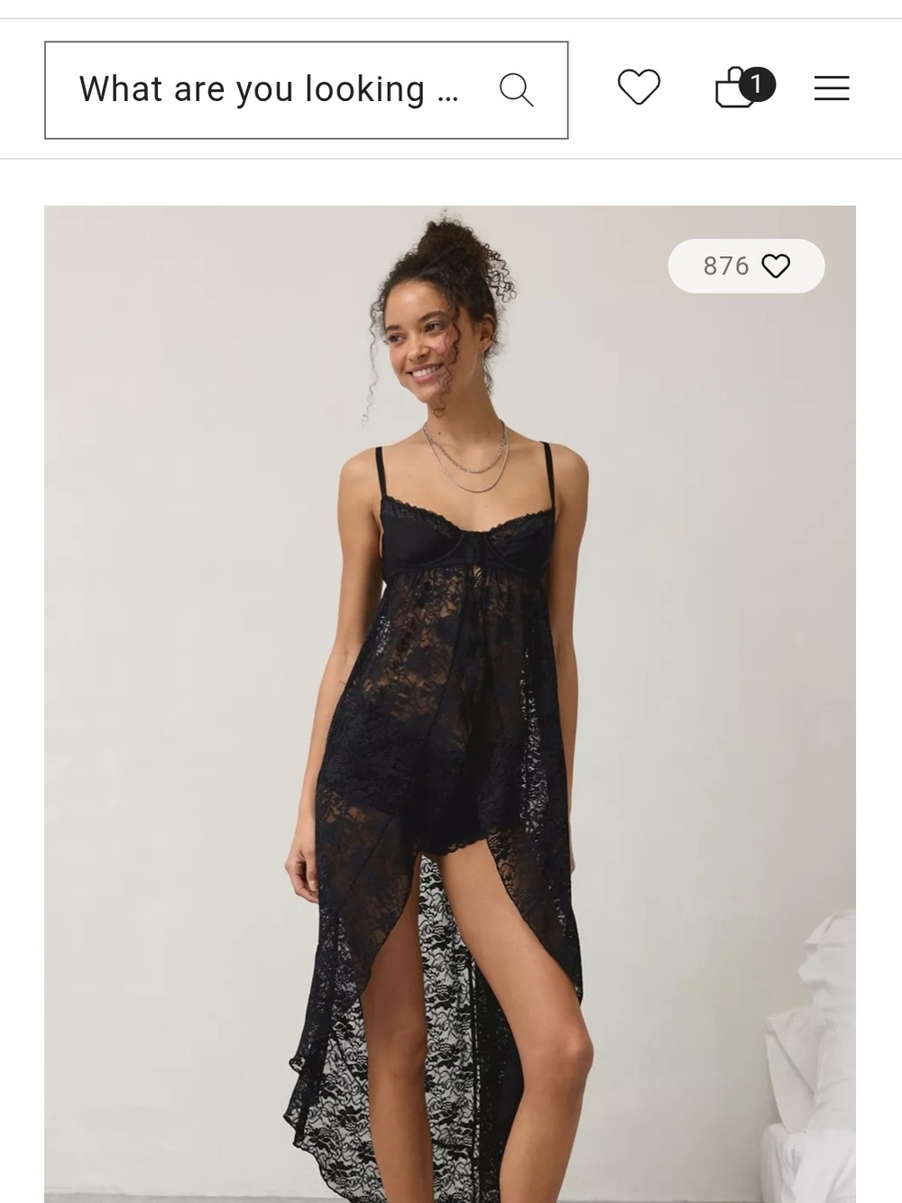 Urban Outfitters Black Lace Sheer High-Low Chemise